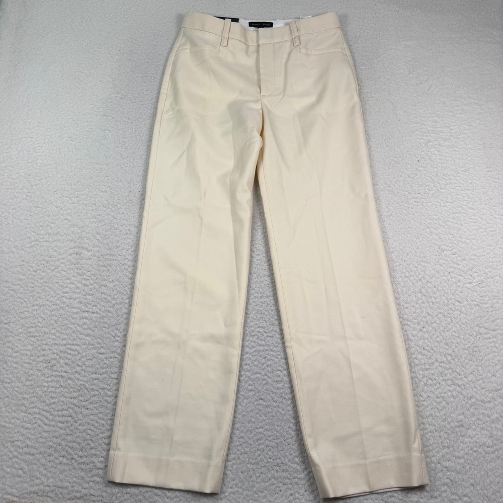 NWT Banana Republic Pants Women 6P Cream High Rise Straight Leg Wool Trousers